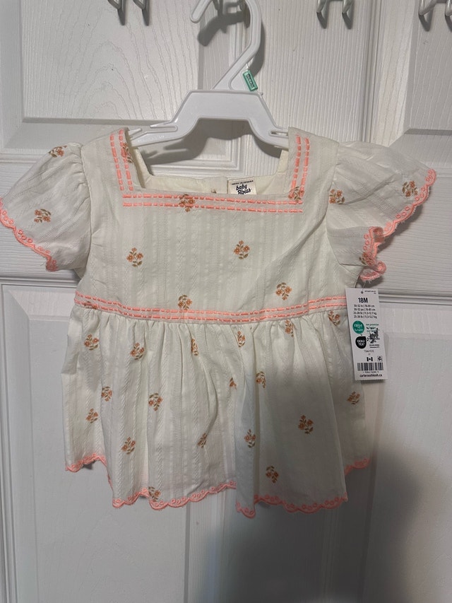 BNWT Carter's Baby Flutter Sleeve Top - Cream - 18 months