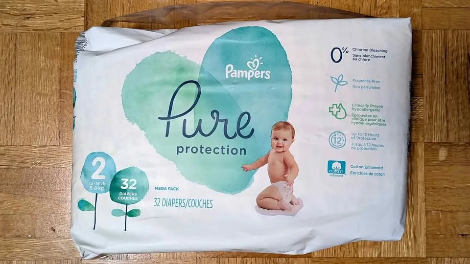 === NEW Pampers Pure Sz 2 Diapers (32 count) thumbnail