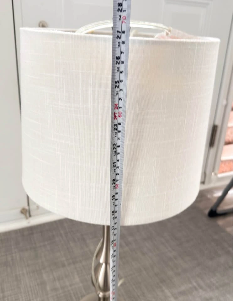 Brushed Nickel Table Lamp with White Drum Shade - photo 5
