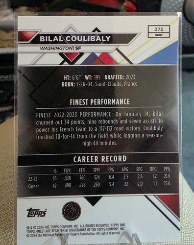 2023-24 Finest Purple Checkerboard Refractor 65/75 Bilal Couliba - photo 2