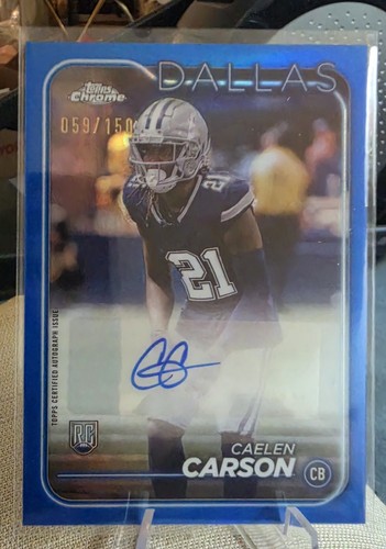 2024 Topps Chrome BLUE Prizm Dallas Cowboys CAELEN CARSON Auto