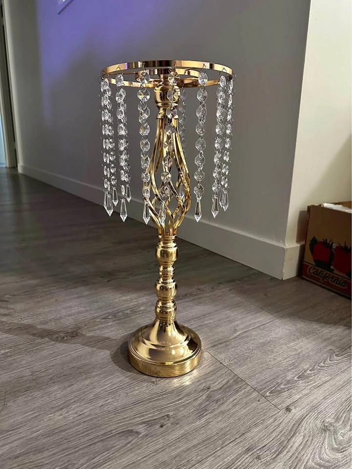 Golden Crystal Flower Stand Centerpiece Rental