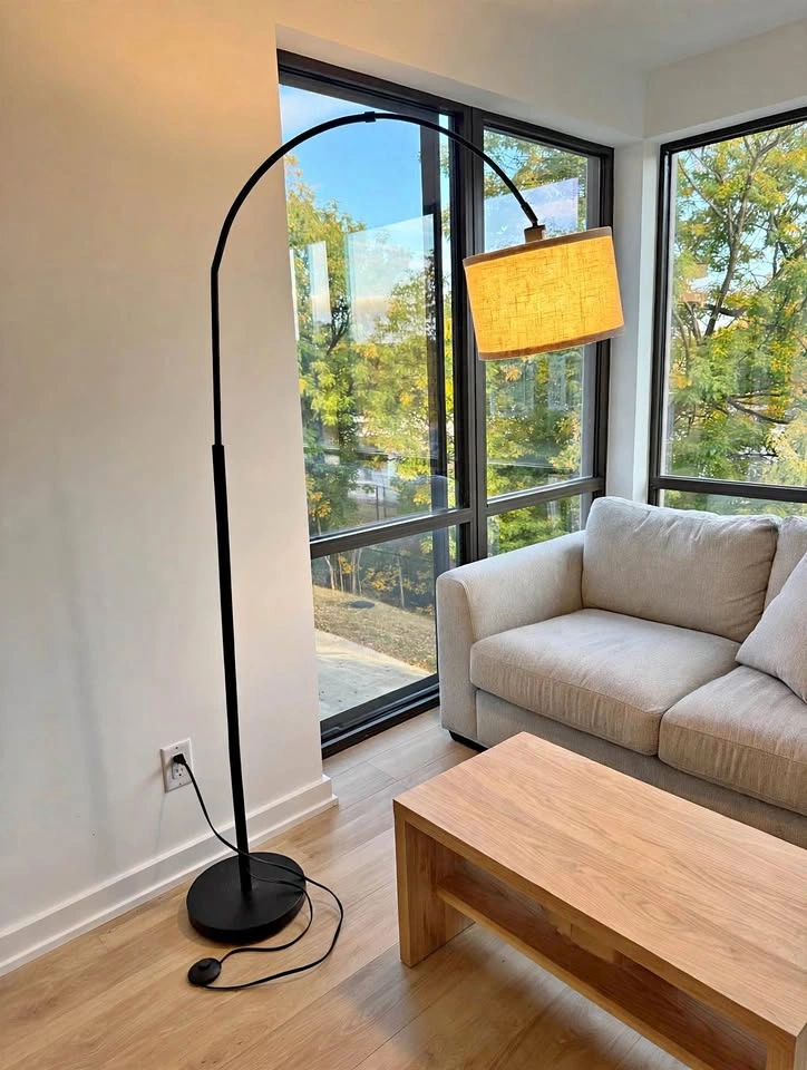 71in 350° Rotatable Arc Floor Lamp - Linen Shade