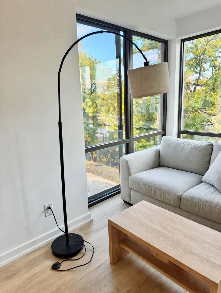 71in 350° Rotatable Arc Floor Lamp - Linen Shade - photo 2