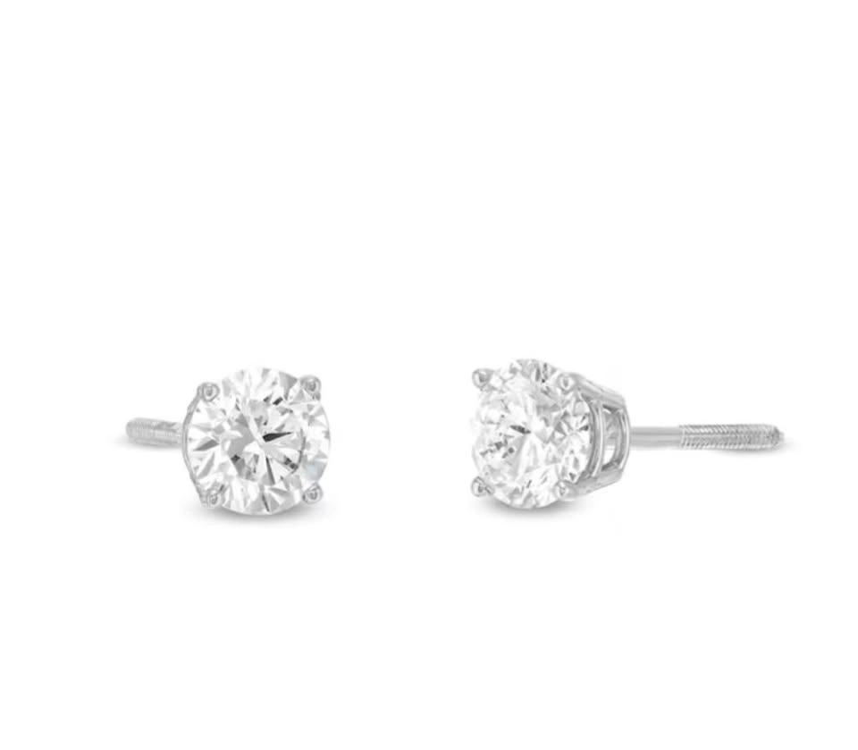 NWT 1.00 CTTW Lab-Grown Diamond Solitaire Stud Earrings - photo 2