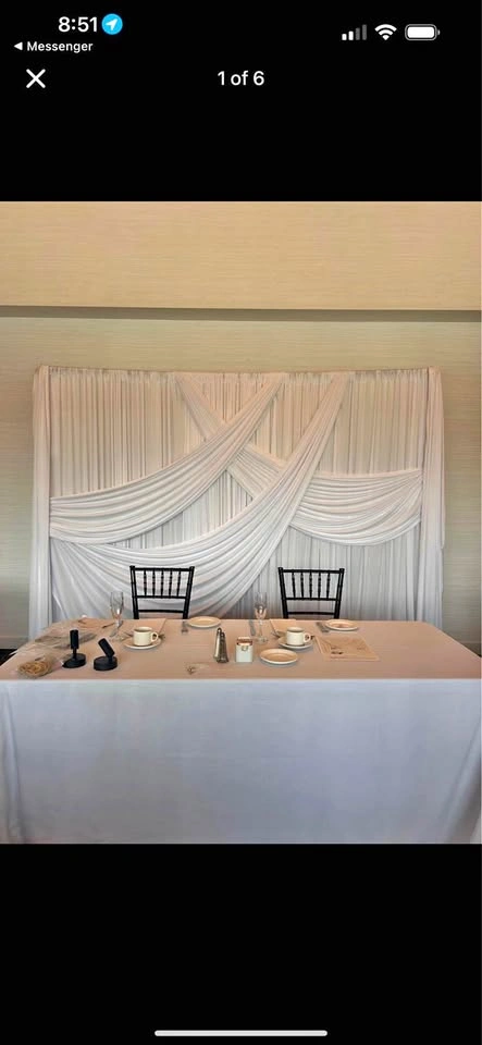 White Wedding Backdrop Drapes 12pc rental