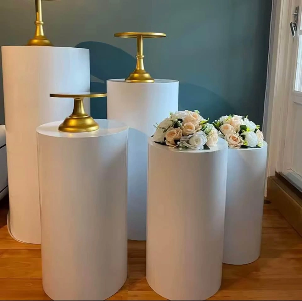 White Cylinder Pedestal Stands (Metal) for Rent - photo 2