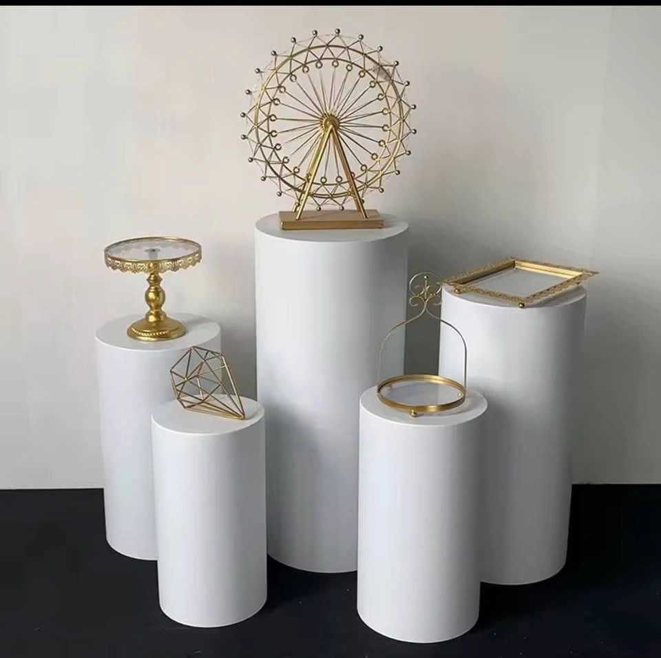 White Cylinder Pedestal Stands (Metal) for Rent - photo 4