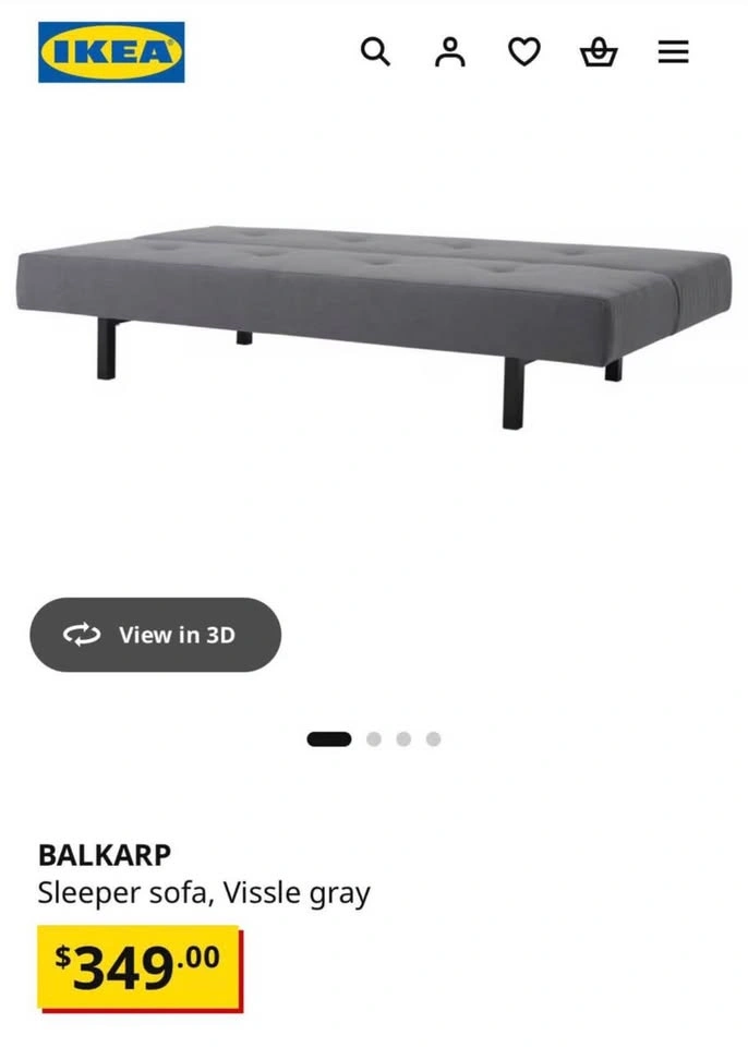 IKEA Balkarp Futon Sofa Bed (Black) - photo 4