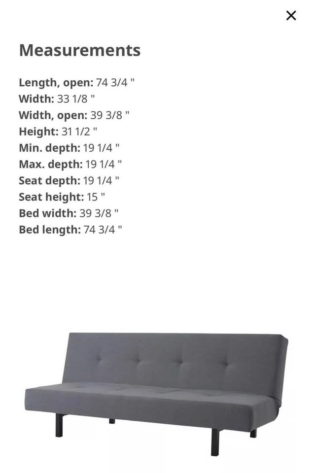 IKEA Balkarp Futon Sofa Bed (Black) - photo 5