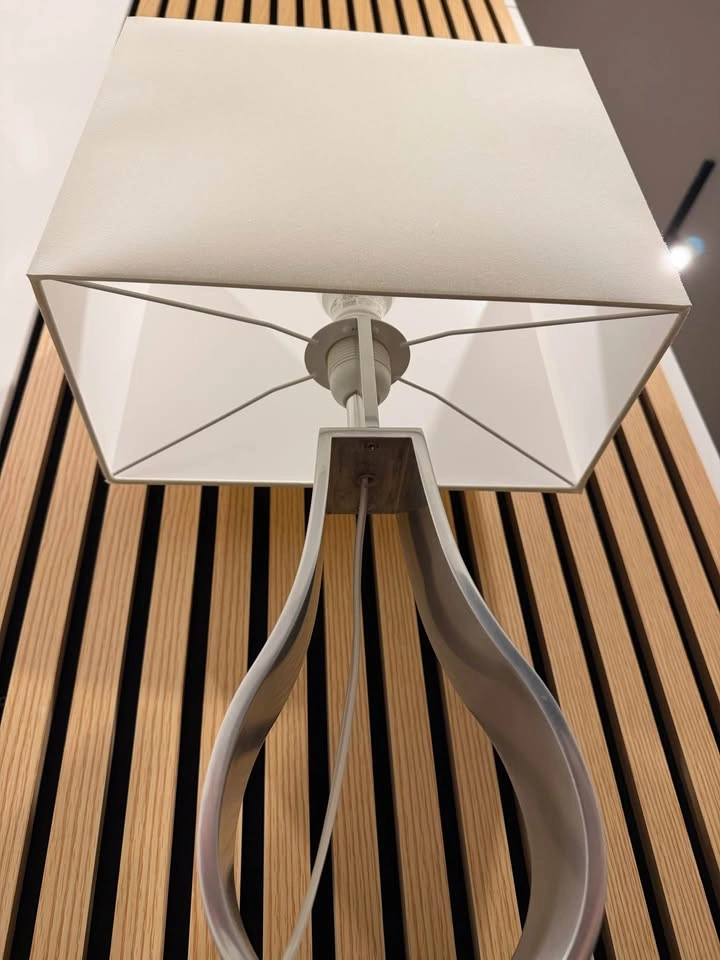 Modern Brushed Metal Table Lamp with Rectangular Shade - photo 4