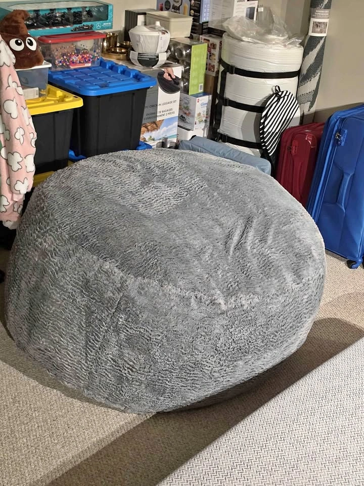 Costco Grey Plush Bean Bag Chair