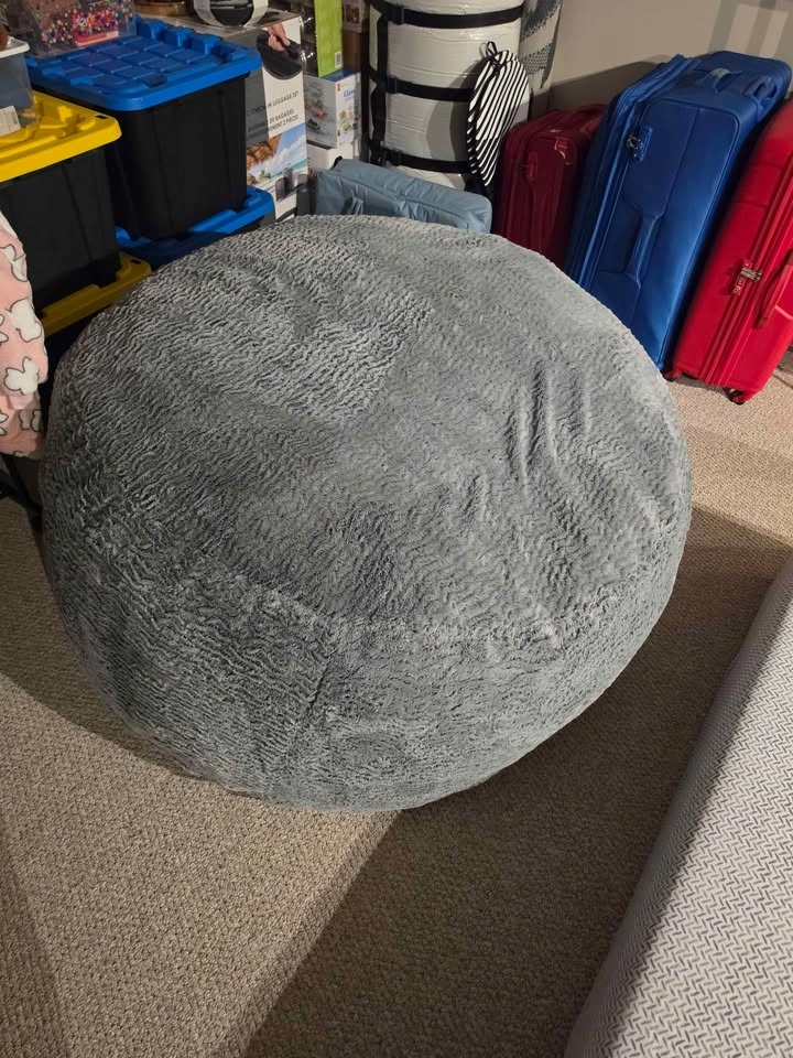 Costco Grey Plush Bean Bag Chair - photo 2