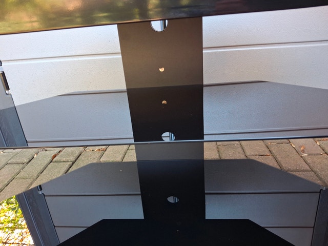 Black Tempered Glass Corner TV Stand / Media Console - photo 2