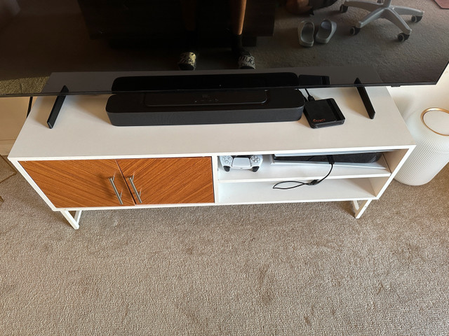 TV Stand with Open Shelves and Storage Cupboard