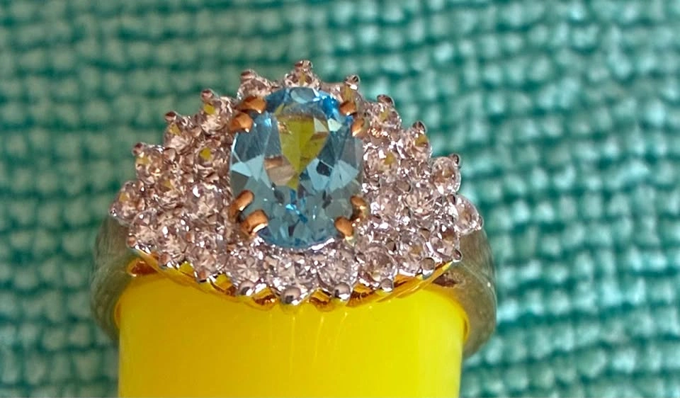 Vintage Style Blue Stone Cocktail Ring – Size 8.25