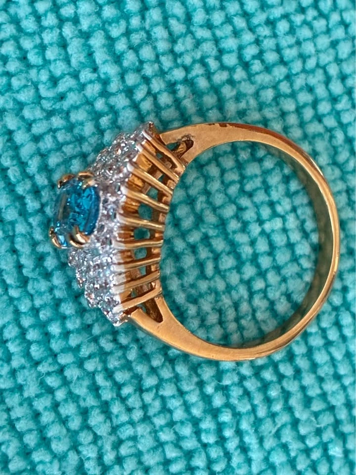 Vintage Style Blue Stone Cocktail Ring – Size 8.25 - photo 2