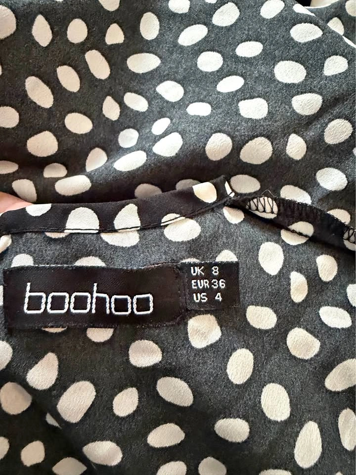 Boohoo Polka Dot Ruffle Mini Dress