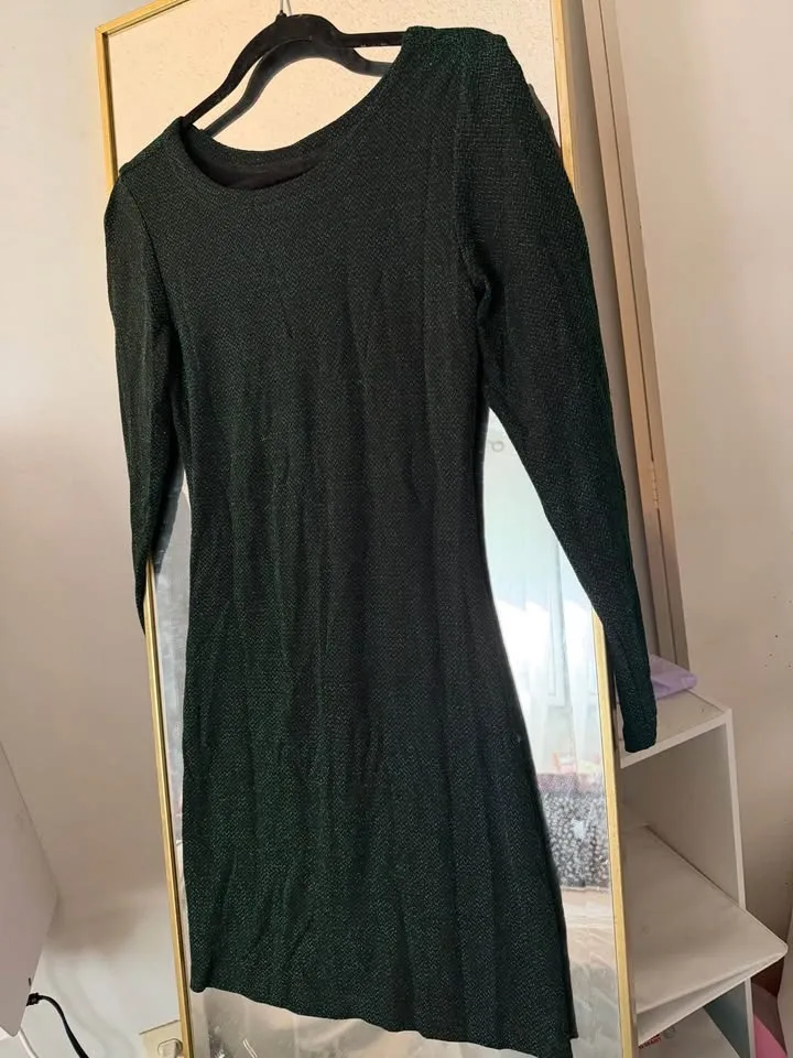 Pepa Green Glitter Long Sleeve Mini Dress Size 1 - photo 2