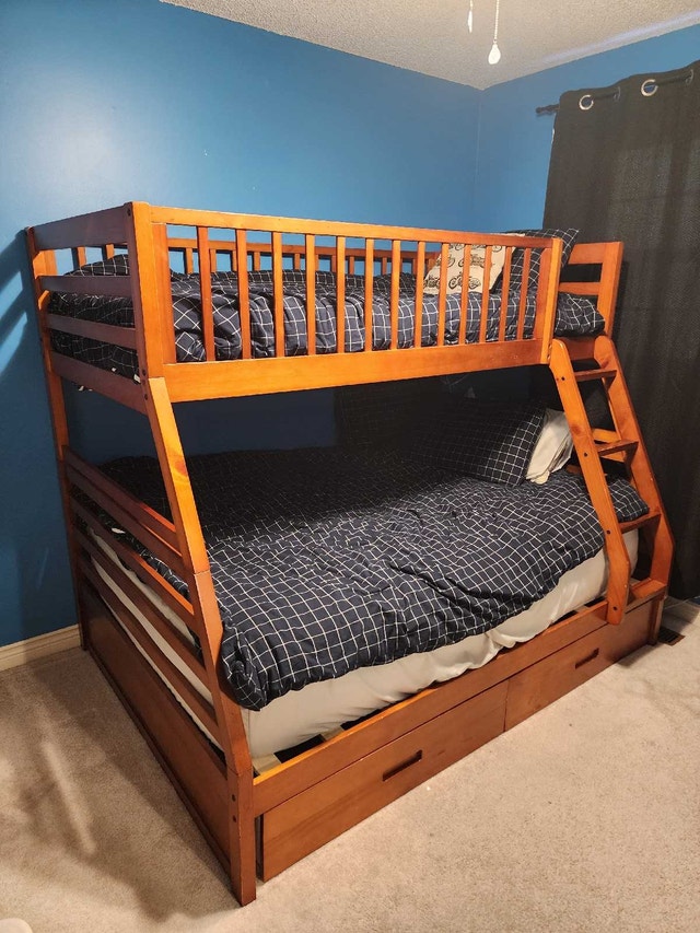 Solid Wood Twin over Full Bunk Bed with Storage