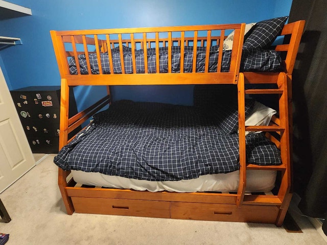 Solid Wood Twin over Full Bunk Bed with Storage - photo 3