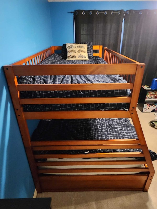 Solid Wood Twin over Full Bunk Bed with Storage - photo 4