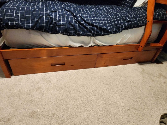 Solid Wood Twin over Full Bunk Bed with Storage - photo 5