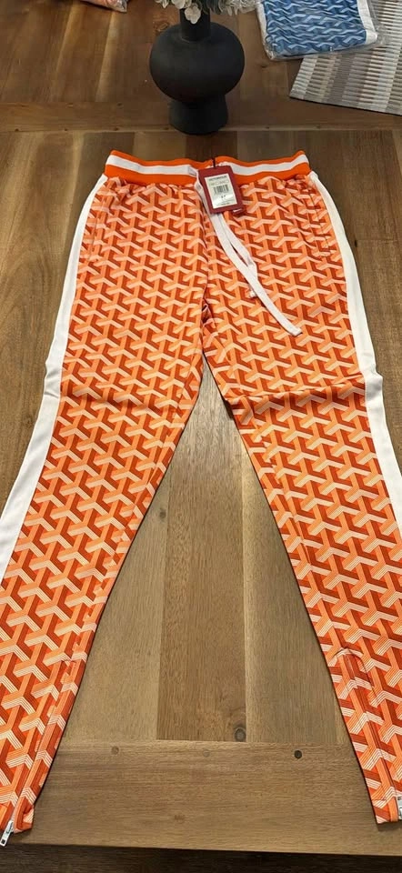New Victorious Orange Geometric Track Pants sizes Small and Medi