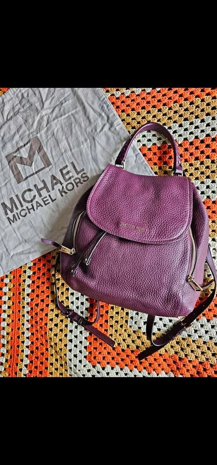 Michael Kors Purple Pebbled Leather Backpack Bag
