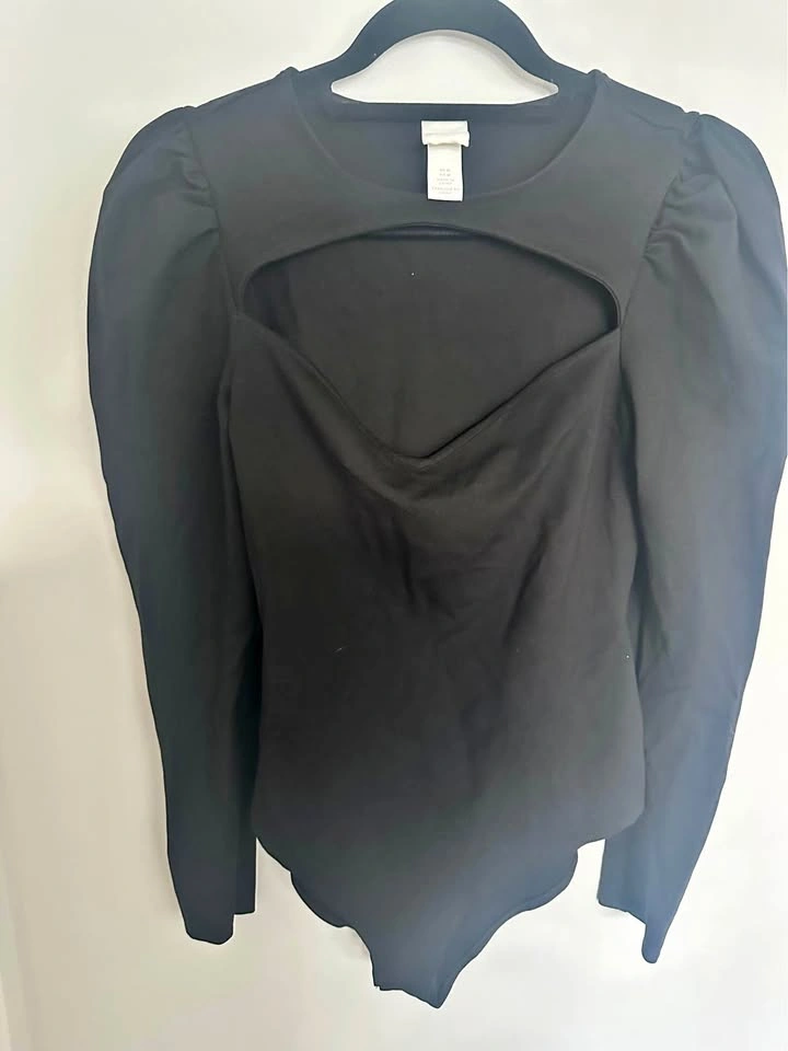 Black Cut-Out Long Sleeve Bodysuit