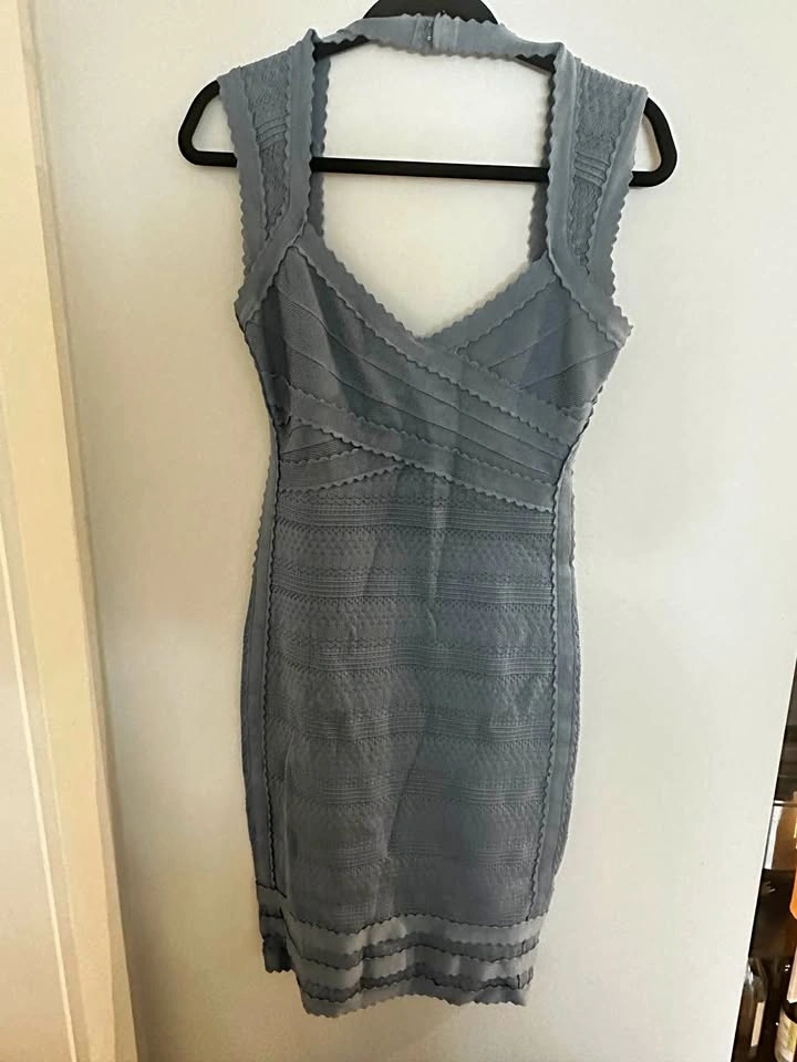 Hervé Léger Grey Blue Bandage Dress
