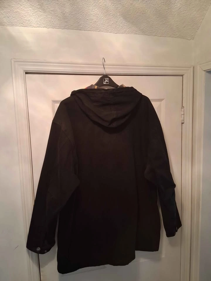 Vintage 1990s Fila Black Hooded Mid-Length Denim Parka Jacket - photo 2