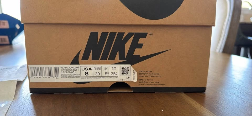 Woman’s Nike Air Jordan 1 Zoom Air CMFT Court Purple Size 8 - photo 3