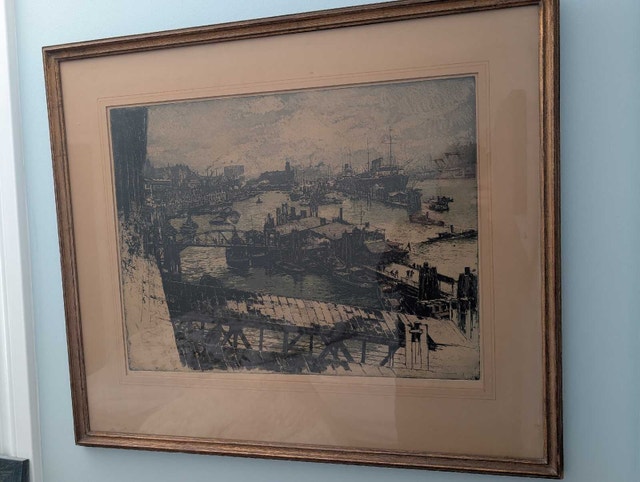 Luigi Kasimir Etching - Hamburg Harbour, Signed & Numbered - photo 2