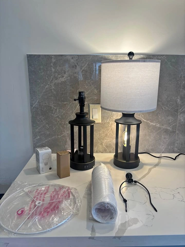 New Ruzectt Farmhouse Table Lamps Set of 2 touch with usb plugs