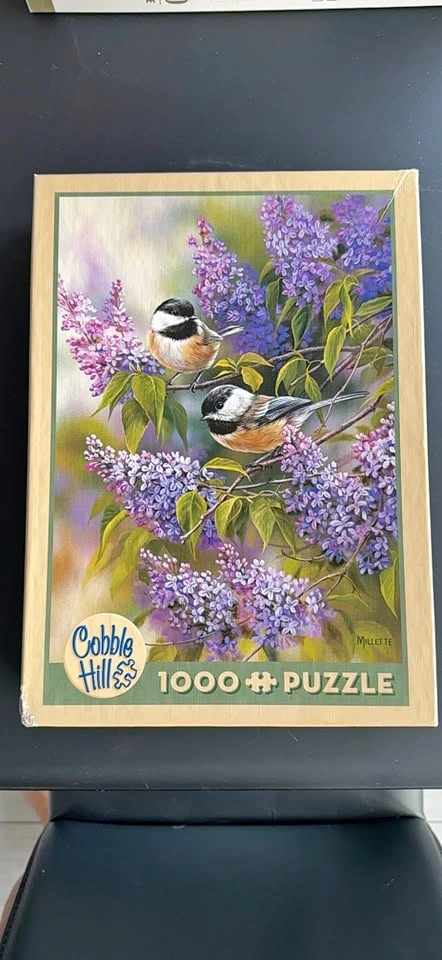 Cobble Hill 1000 pc Chickadees Lilacs Jigsaw Puzzle