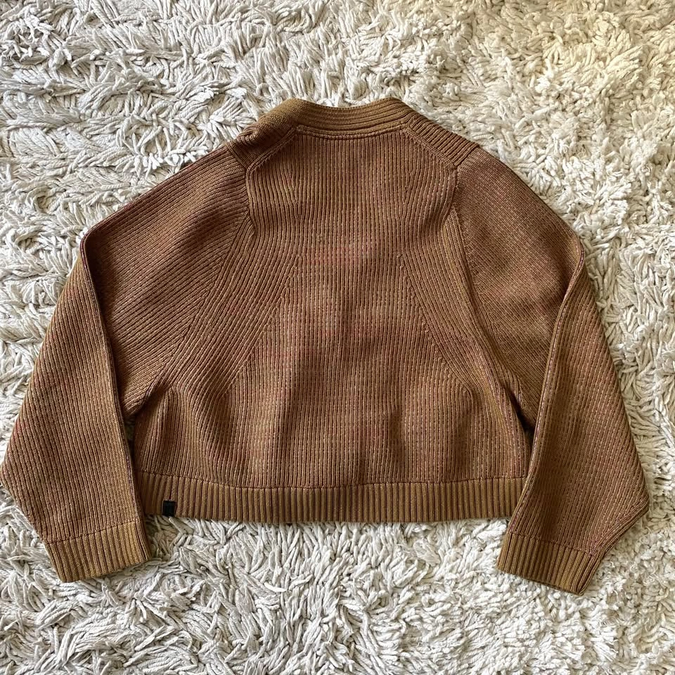 Lululemon Brown Mustard Ribbed Knit Cropped Cardigan Sweater - photo 2