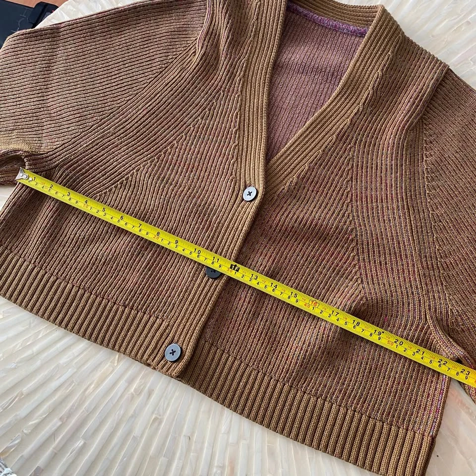 Lululemon Brown Mustard Ribbed Knit Cropped Cardigan Sweater - photo 4
