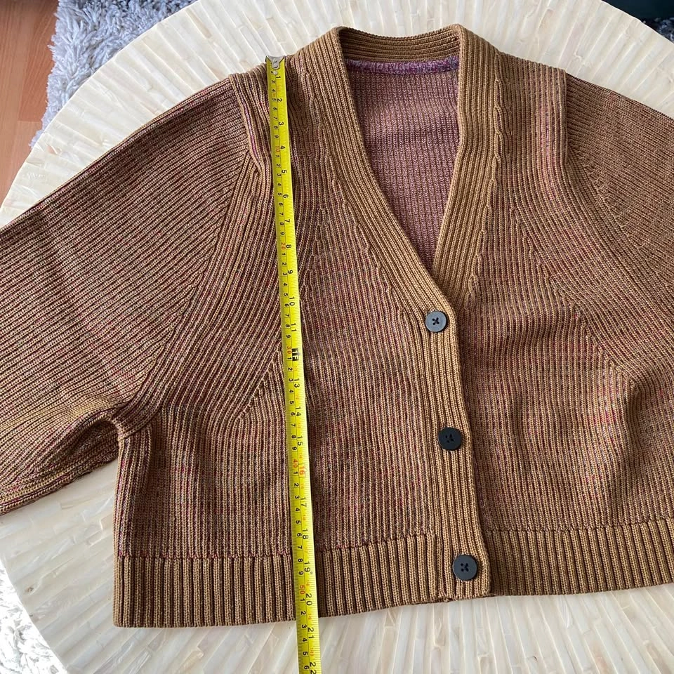 Lululemon Brown Mustard Ribbed Knit Cropped Cardigan Sweater - photo 5