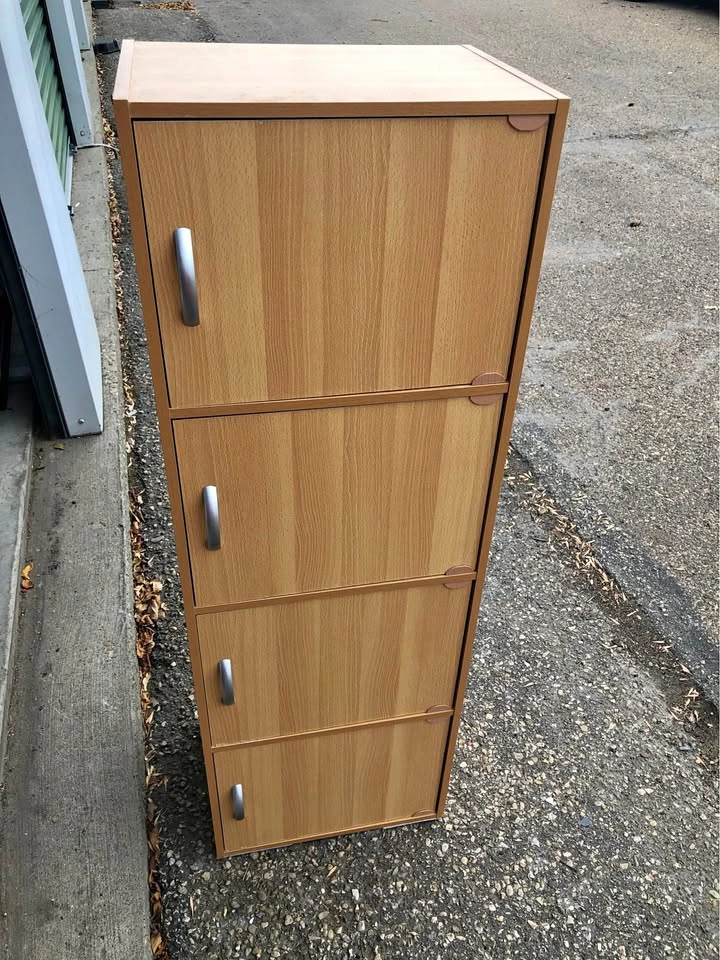 ⏰ P/up Oct. 19!  4-Door Light Wood Storage Cabinet