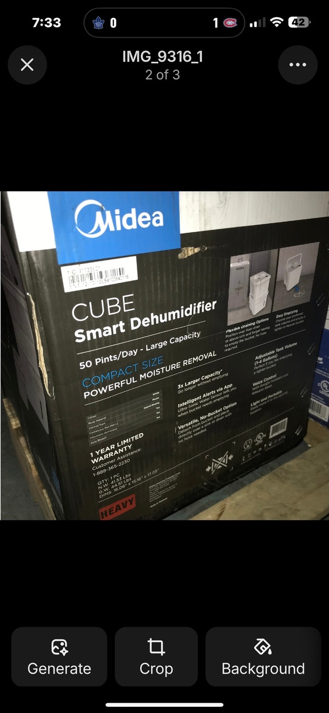 Midea Cube Smart Dehumidifier 50 Pints/Day - photo 2