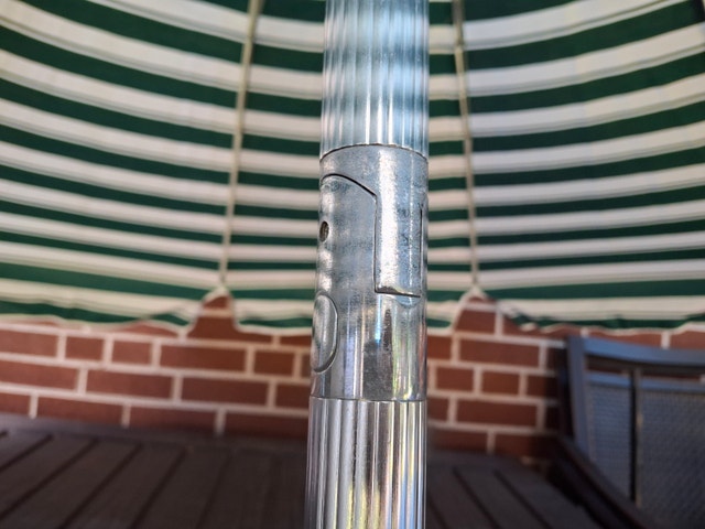 Green and White Striped Crank Patio Umbrella - photo 3