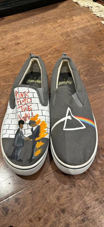 Hand Painted Pink Floyd Slip On Shoes