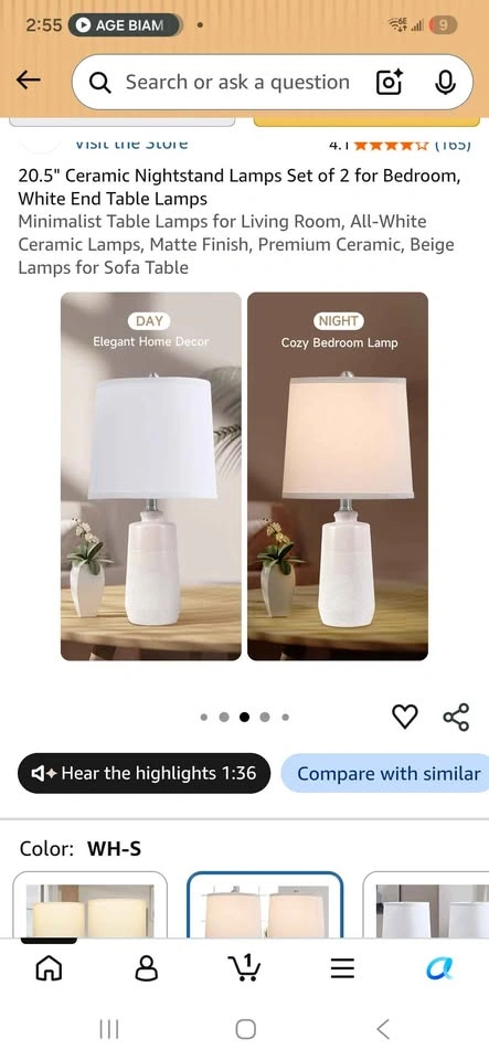 20.5" Ceramic Nightstand Lamps Set of 2 - photo 3