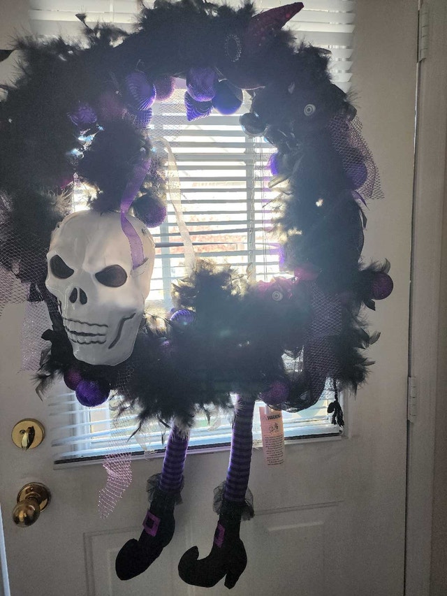 Halloween Skeleton Witch Decorative Wreath