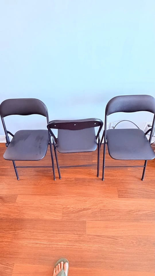 Black Metal Folding Chairs - $10 each or $25 for 3 chairs - photo 2