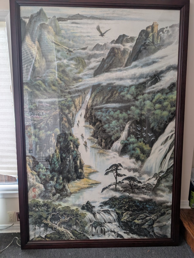 Large Hand-Painted Painting – Framed – 80′′ × 48′′