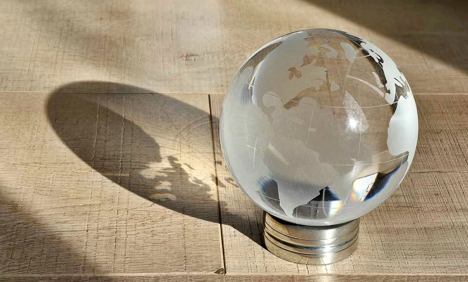 Etched Crystal Globe with Metal Base