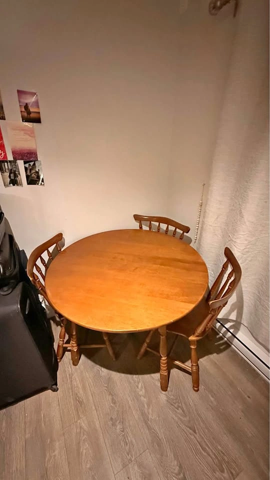 Wooden dining table with 4 chairs