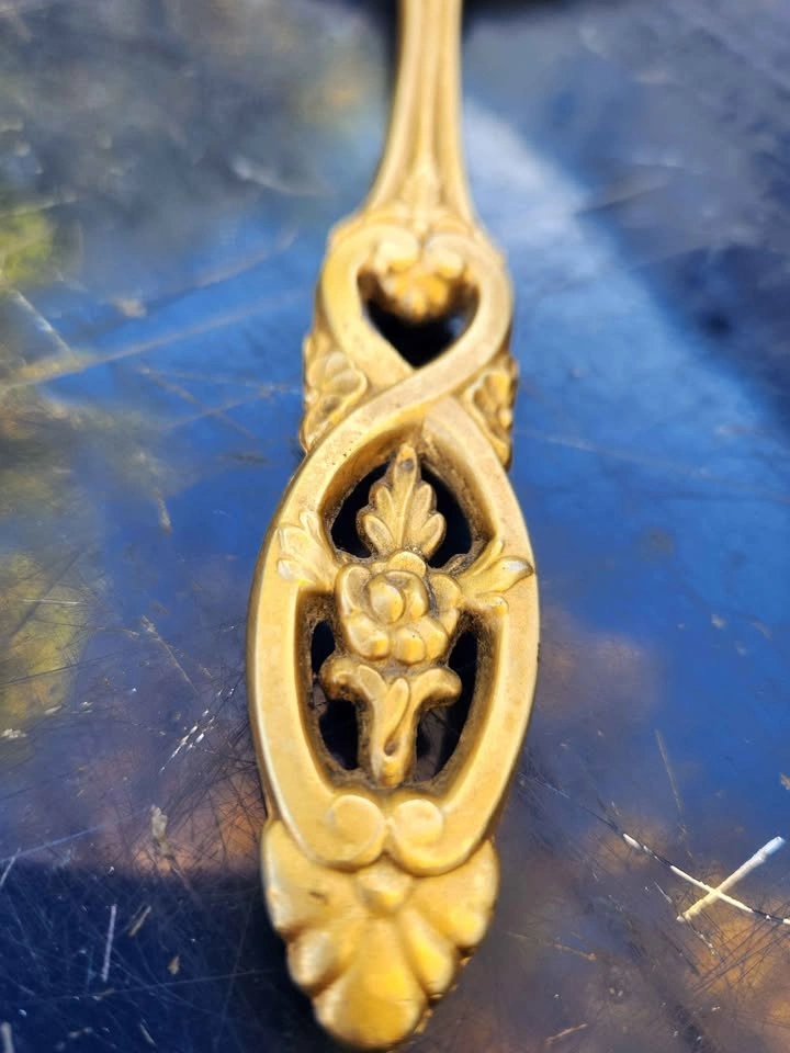 OLD GOLD HANDHELD MIRROR - photo 2